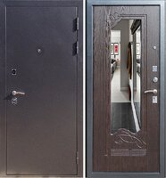 Металлическая дверь Порошок + МДФ и Зеркало №44 в квартиру